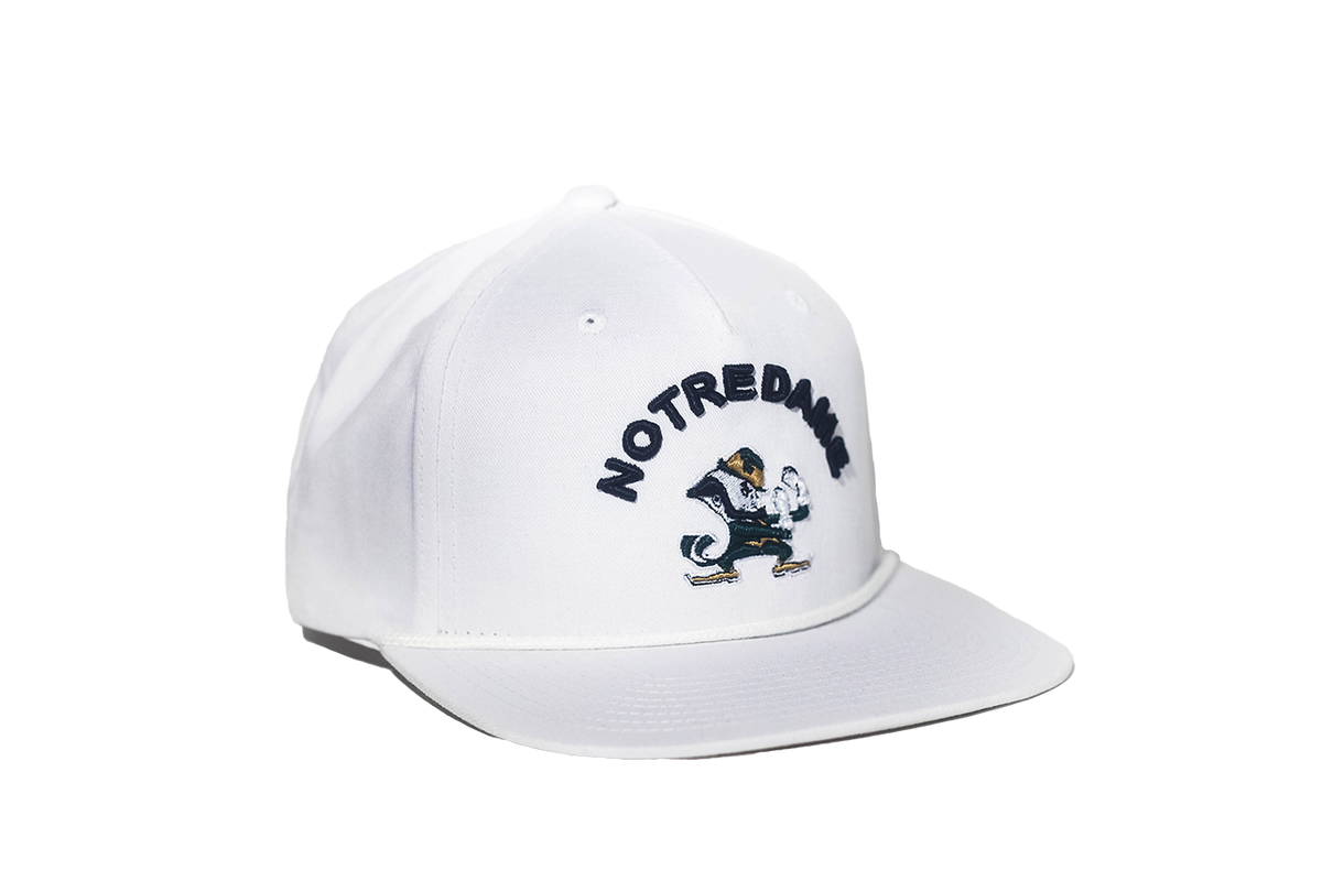 University of Notre Dame Classic Retro Leprechaun Snapback Hat - White –  The Collegiate Player