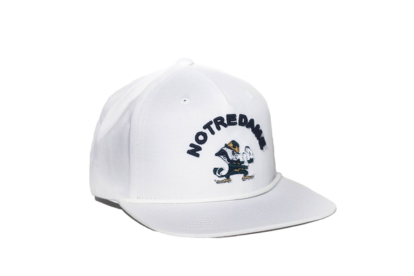 University of Notre Dame Classic Retro Leprechaun Snapback Hat - White