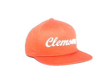 Clemson University Cursive Retro Snapback Hat - Orange