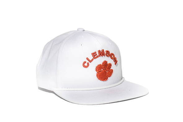 Clemson University Classic Retro Snapback Hat - White