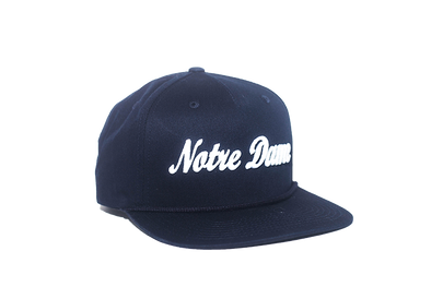University of Notre Dame Cursive Retro Snapback Hat – Blue